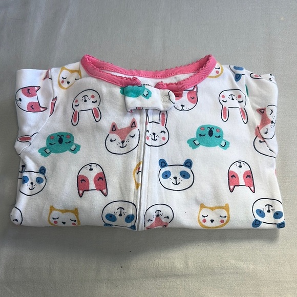 Carter's - Pink and White Footies with Animal Print - Picture 4 of 4